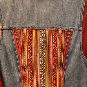 Embellished patchwork Jean Vest with Thai Embroidery